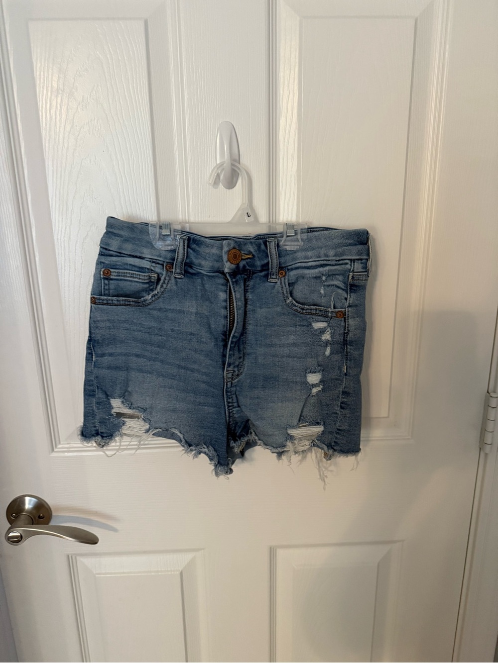 American Eagle Outfitters Light Blue Distressed Denim Shorts